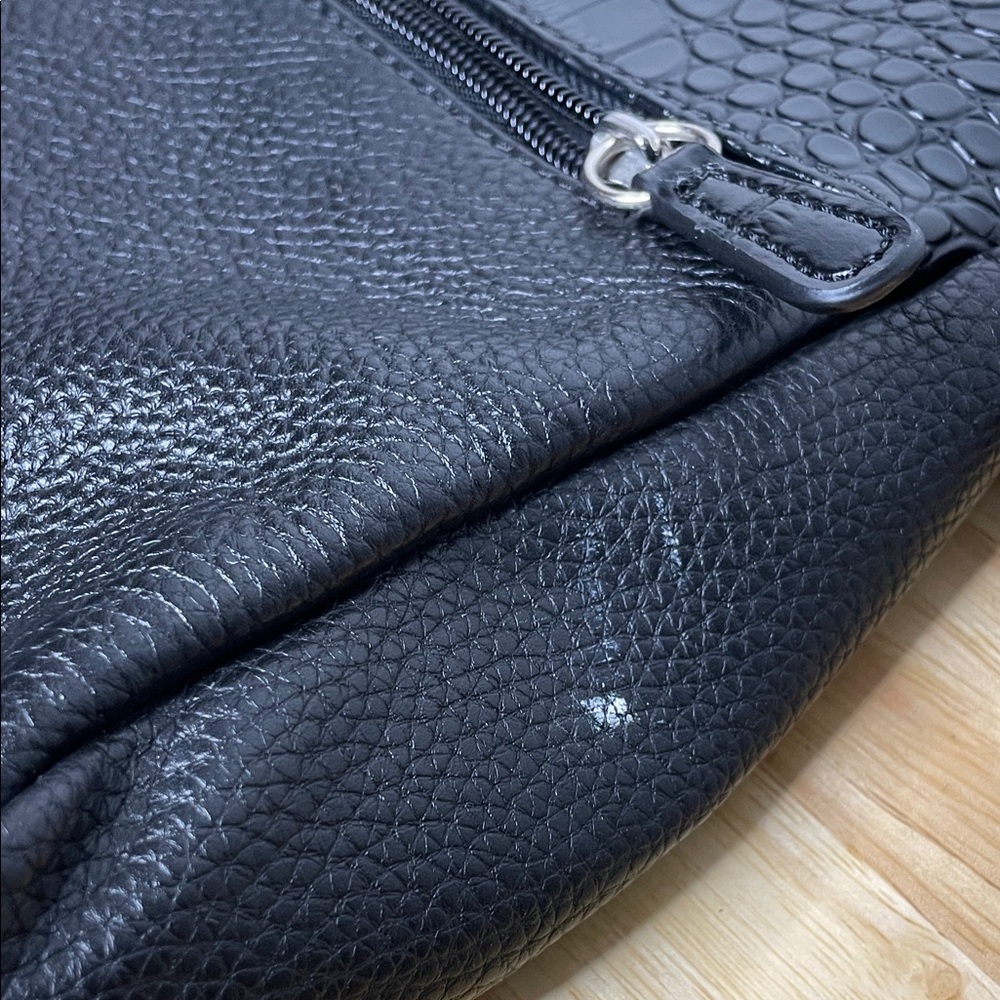 Black Textured Leather Shoulder Bag - Picture 7 of 7